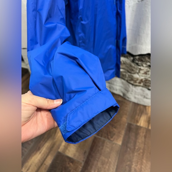 Columbia 100% Nylon Rain Coat Jacket Hooded Cobalt Blue - Picture 5 of 9